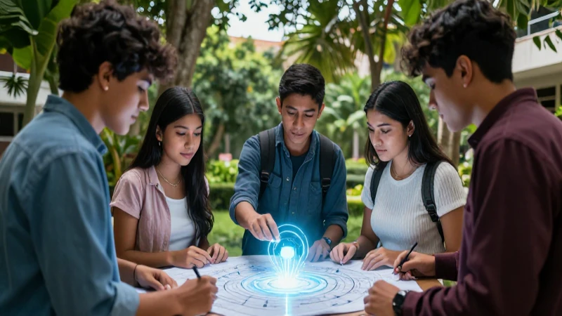 Diseña programas educativos de emprendimiento efectivos ahora 4 Estudiantes mexicanos colaborando en innovación
