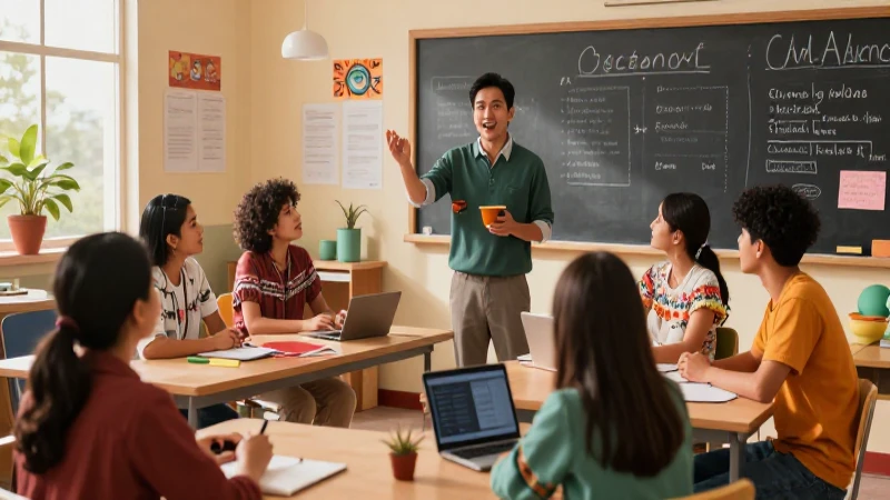 Educador apasionado guía clase creativa y vibrante