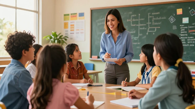 Comunidad colaborando en aula mexicana moderna