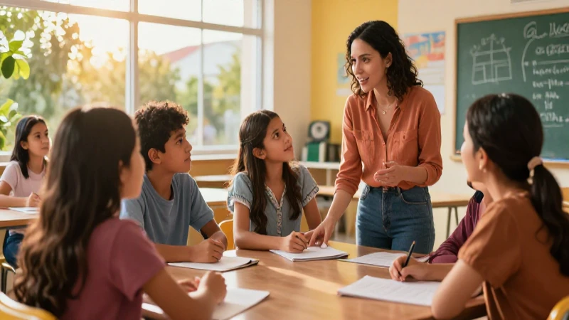 Colaboración de padres mexicanos en aula moderna