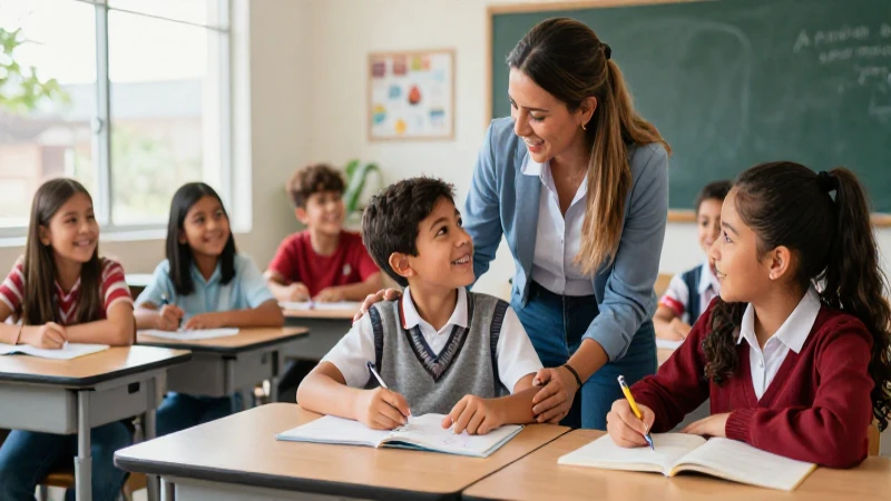 Adaptaciones curriculares: Maximiza la inclusión en la Nueva Escuela Mexicana 3 Niños felices aprendiendo con guía docente