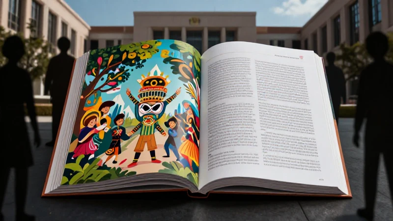 Ilustración hiperrealista de texto educativo mexicano