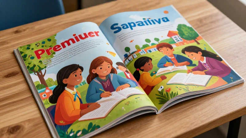 Alumnos mexicanos aprendiendo en libro colorido