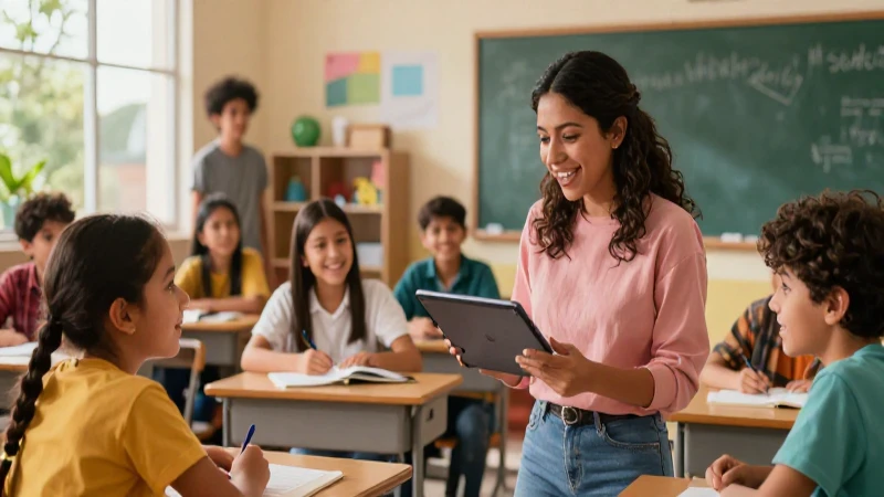 Potencia tu enseñanza: Guía completa para la nueva escuela mexicana 6 Aula moderna mexicana con enseñanza digital vibrante