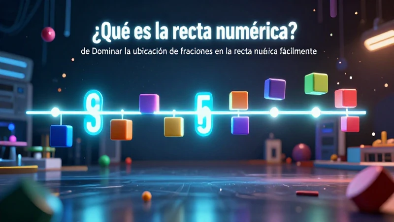 Ilustración educativa de recta numérica y fracciones