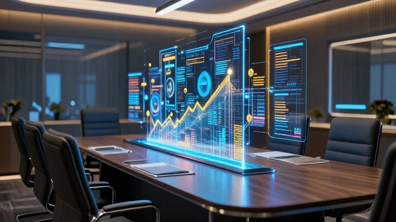 Sala de juntas corporativa futurista y dinámica