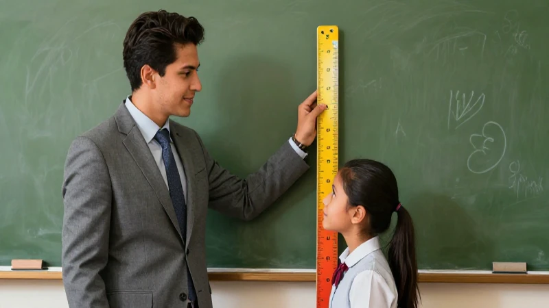 Conoce cómo comparar estaturas de forma fácil y precisa 5 Educador mexicano mide altura de un estudiante
