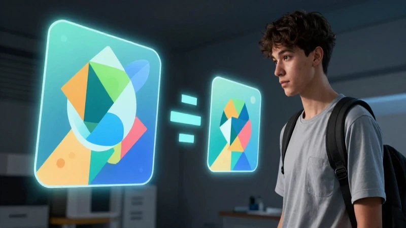 Estudiante observa iconos abstractos de conjunción comparativa