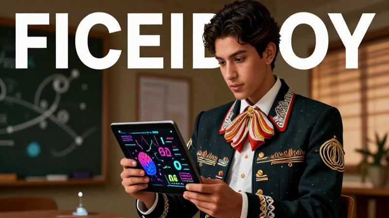 Estudiante joven mexicano con tablet y gráficos