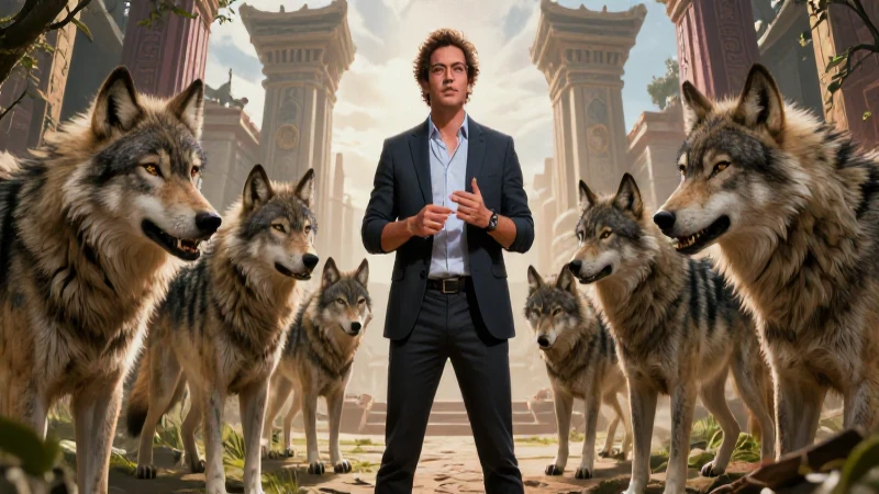 Profesor imponente entre lobos, arte dramático épico