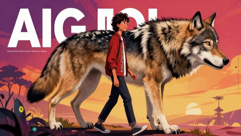 Joven y lobo: portada profesional vibrante