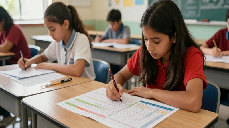 Estudiantes observan datos en una clase moderna