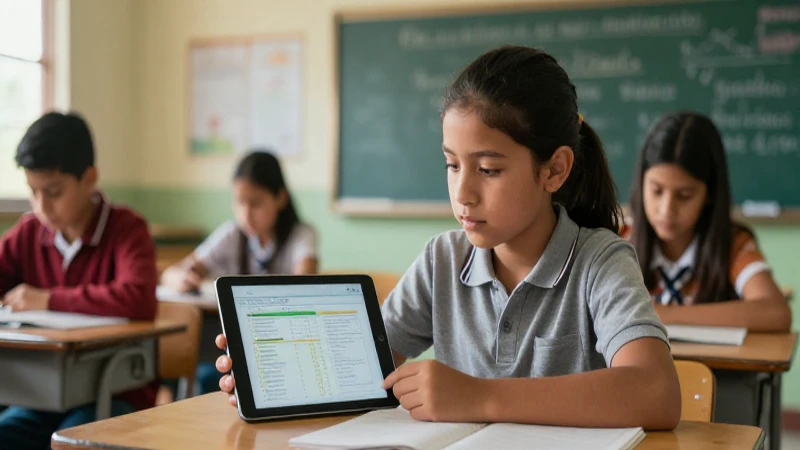 Estudiante mexicano analiza datos en clase