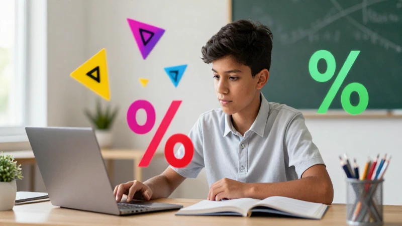 Estudiante mexicano y formas matemáticas vibrantes