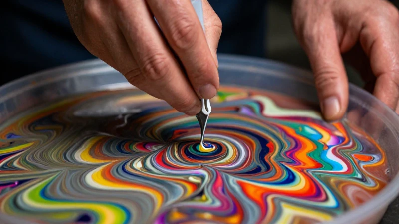 Manchas de tinta vibrantes crean arte marmoleado abstracto