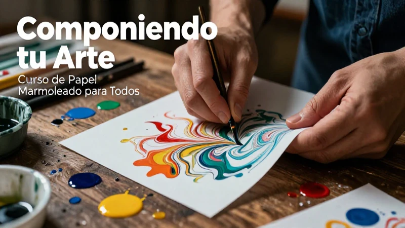 Creación artística con papel marmoleado