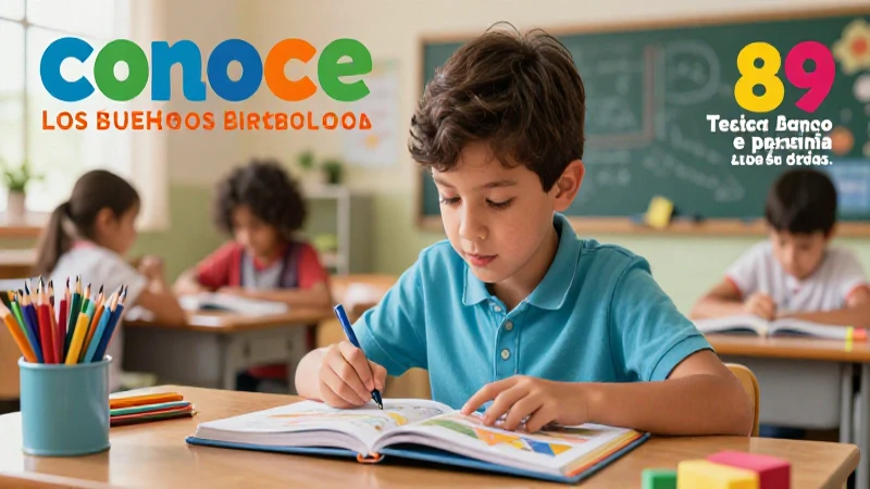 Niño alegre leyendo un libro educativo