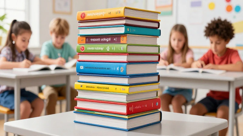 Libros coloridos y niños aprendiendo en un aula moderna