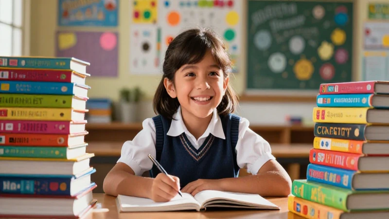 Estudiante feliz de primaria mexicana vibrante