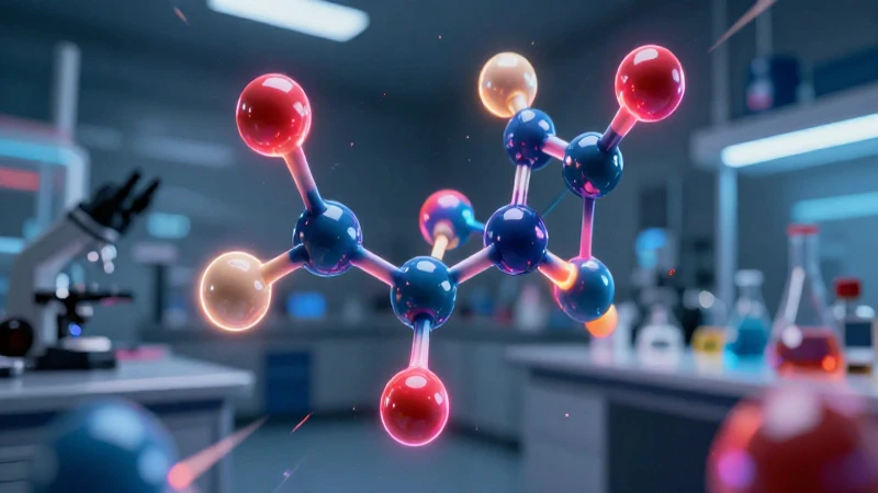 Compuestos en química: 20 ejemplos de compuestos químicos 6 Estructura molecular 3D vibrante en laboratorio