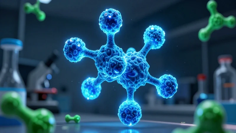 Compuestos en química: 20 ejemplos de compuestos químicos 13 Molécula orgánica azul vibrante de estilo editorial