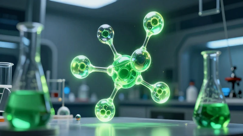 Compuestos en química: 20 ejemplos de compuestos químicos 16 Estructura molecular brillante en laboratorio futurista