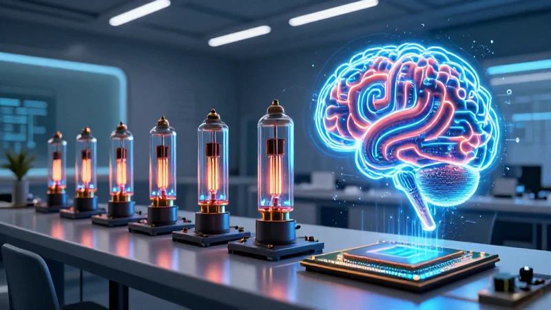 Evolución digital de computadoras, estilo futurista y vibrante