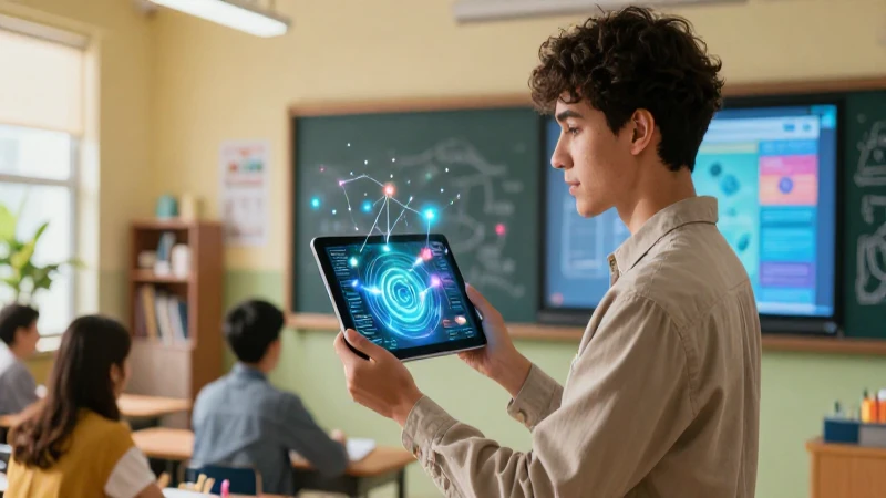 Educador enseñando redes digitales en aula