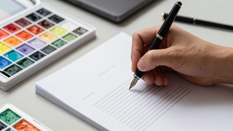 Escritura elegante y profesional sobre papel premium