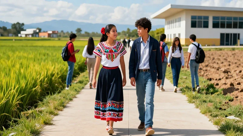 Transformación y conexión: uniendo comunidades rurales y urbanas 4 Dos estudiantes colaboran en un paisaje híbrido