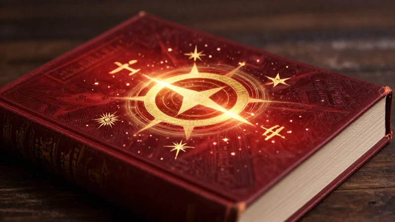 Comunismo: Definición y concepto de los comunistas 6 Ilustración dramática de libro revolucionario en rojo y oro
