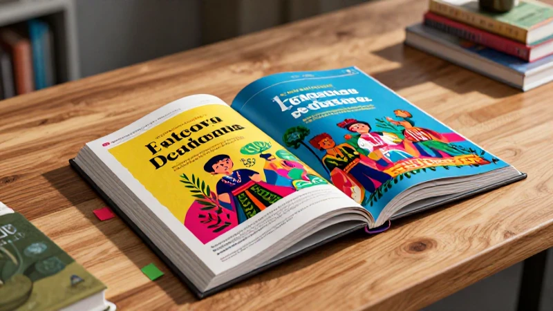 Libro de texto vibrante en escritorio educativo