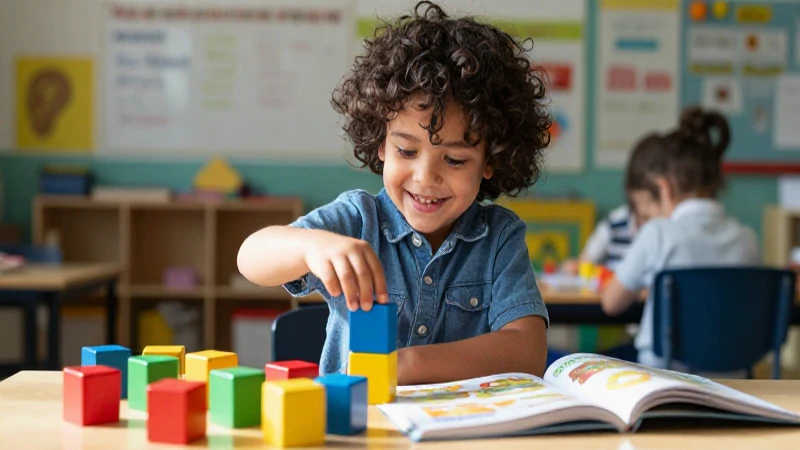Niño sonriente explorando aprendizaje moderno