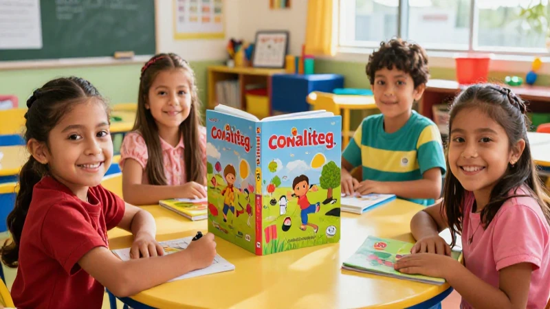 Niños mexicanos felices en un aula colorida