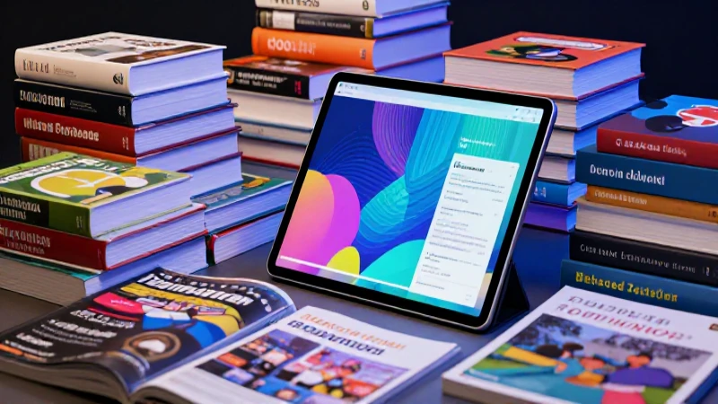 Libros y tablet educativo con estética moderna