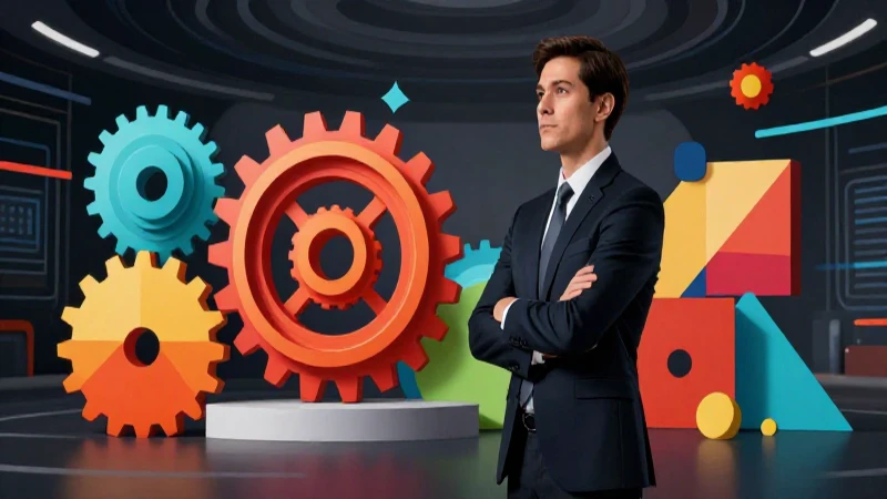 Concepto de Empresarial: Definición y Claves Esenciales 5 Líder confiante mira hacia sectores educativos futuristas