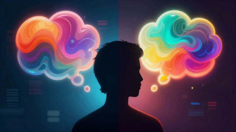 Silueta humana dual con conceptos brillantes y vibrantes
