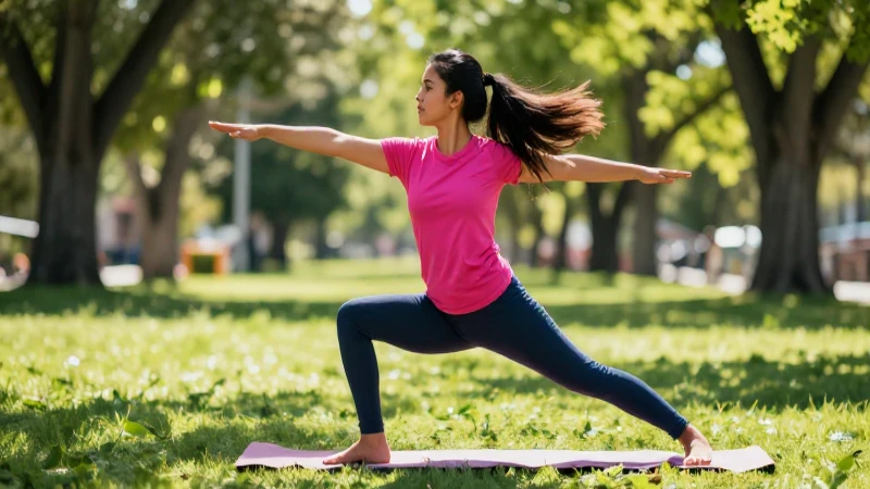 Joven estudiante mexicano practica yoga al aire libre