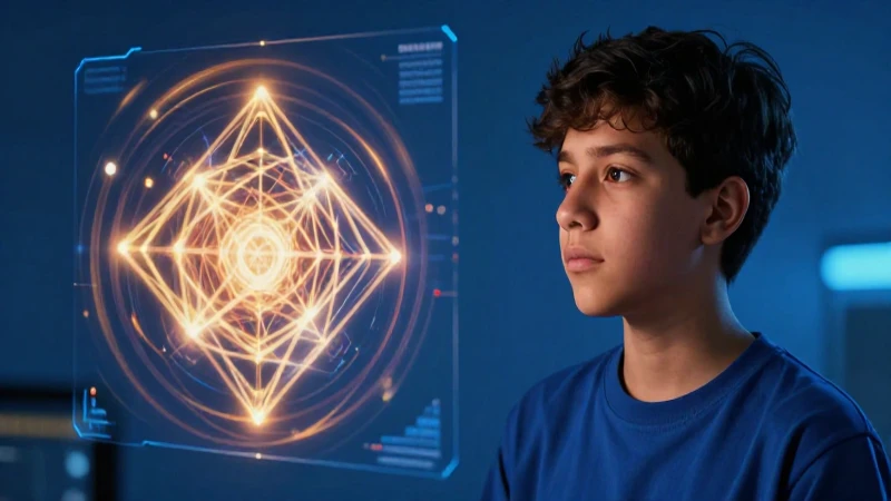 Concepto: Definición y Principales Conceptos Relacionados 9 Estudiante mexicano observa holograma educativo vibrante