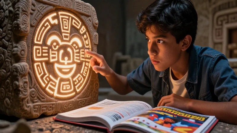 Joven mexicano aprende historia en la antigua piedra