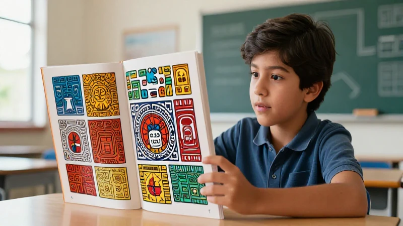 Estudiante mexicano aprende historia prehispánica con libros vibrantes