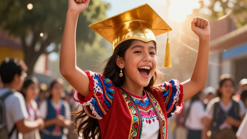 Triunfo estudiantil educativo con estética mexicana