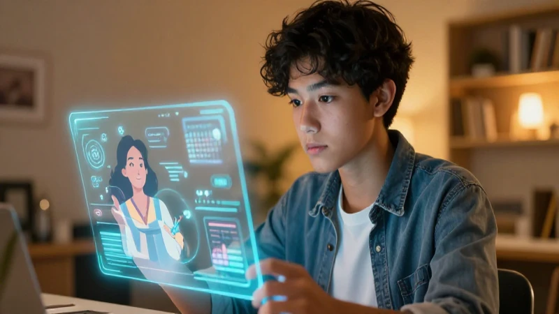 Estudiante mexicano aprende con interfaz holográfica vibrante