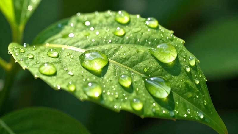 Condensación: Qué es, tipos y ejemplos en la vida diaria 3 Gotas de agua sobre hoja verde vibrante