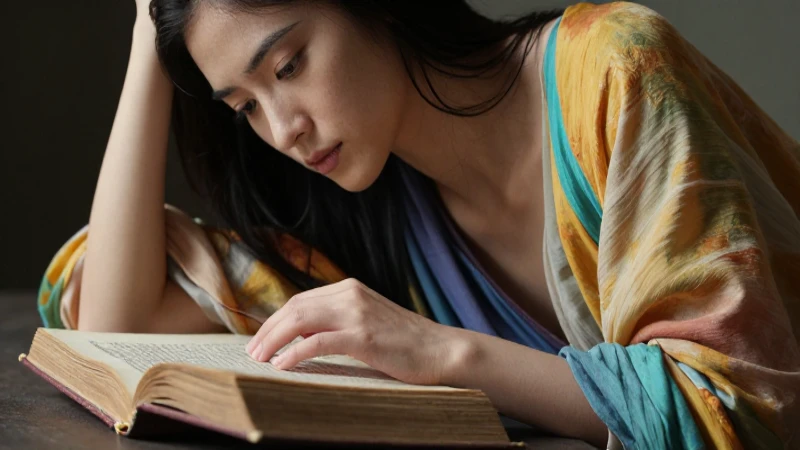 Figura elegante y contemplativa con libro antiguo