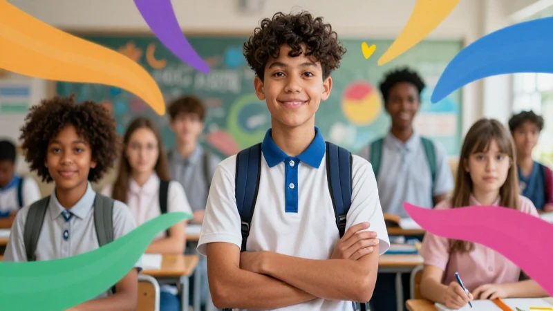Estudiante brillante rodeado de flujo de conocimiento