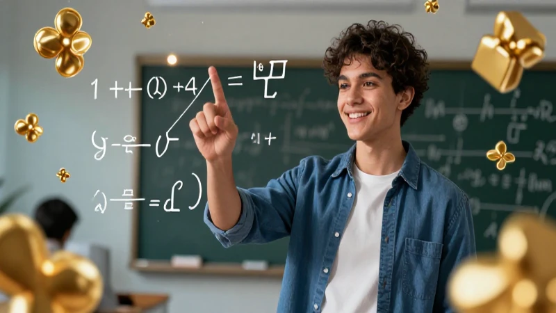 Joven resuelve compleja ecuación matemática con confianza