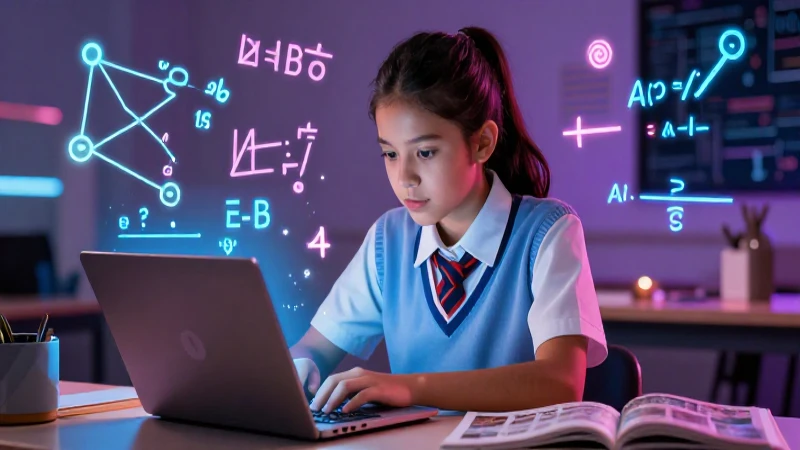 Estudiante mexicano concentrado con matemáticas vibrantes