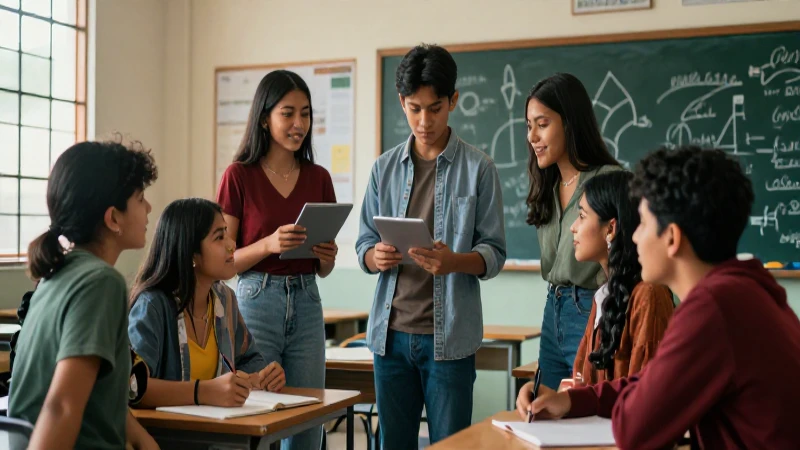 Estudiantes mexicanos colaboran en un aula moderna