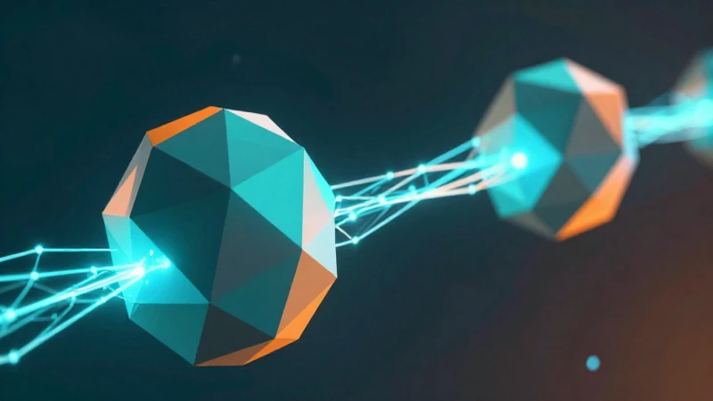 Ilustración educativa con nodos digitales en teal y naranja